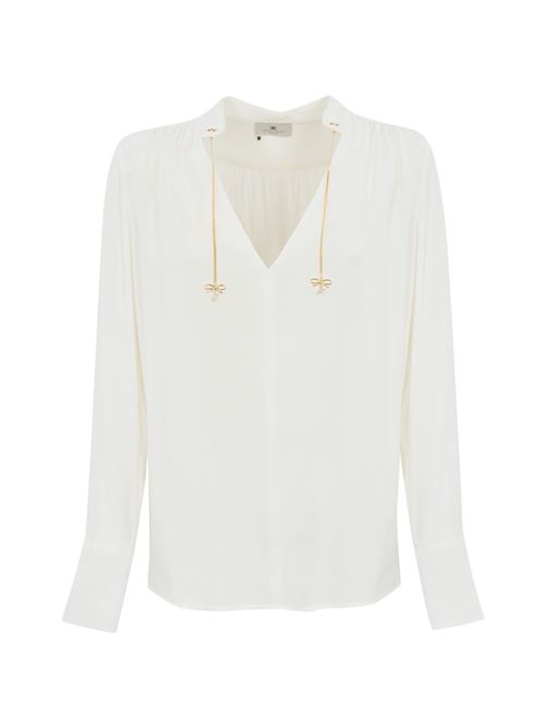 Camicia bianca in georgette con charms logo Elisabetta Franchi | CA08051E2360